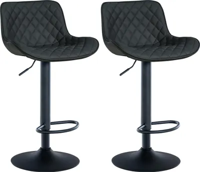 Produktbild von 2er Set Barhocker POVAN - Kunstleder Schwarz 48x54x81 cm | Barstuhl Mit Lehne Tresenhocker Tresenstuhl Kneipenhocker Kneipenstuhl