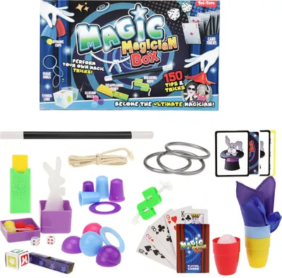 Produktbild von Toi-Toys 35219A - Zauberkasten mit 150 Zaubertricks Magic Magician Box Tricks zaubern Kinder Kartentricks