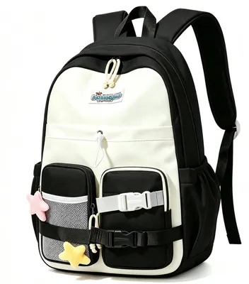 Produktbild von Schulrucksack Jungen Teenager Atmungsaktiv Leicht Schwarz Recyceltes Polyester