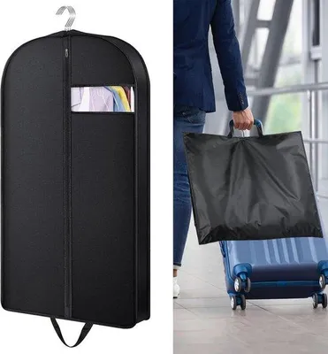 Produktbild von Kleiderschrank mit Reißverschluss - stoffdicht und helles Fenster - 1 Stück - schwarz - 102 x 60 x 10 cm