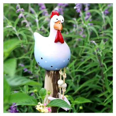 Produktbild von Keramikhuhn als Gartendekoration, handgefertigte Gartenstatue, wetterfeste Hühnerfigur für Terrasse, Harzstatue für Balkon und Wohnzimmer
