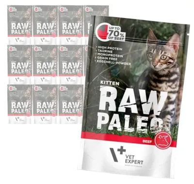 Zdjęcie produktu dla Vet Expert Raw Paleo Kitten Beef 12x100g Saszetka Karma Mokra z Wołowiną Dla Kociąt
