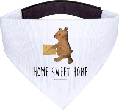 Produktbild von Mr. & Mrs. Panda Hunde Halstuch Bär Zuhause - Weiß - Geschenk, für Hund, Hundehalstuch, Dreieckstuch, Teddy, Bandana