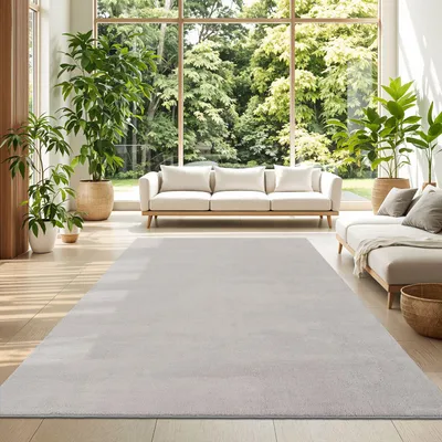 Produktbild von TT Home Wohnzimmer Teppich Kurzflor Anti-Rutsch Rückseite Unifarben Modern Waschbar Größe 200 cm Quadrat