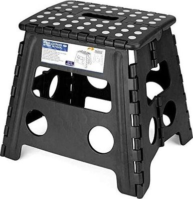 Tritthocker Klappbar Klapphocker Faltbar Höhe 33cm für Kinder und Erwachsene Bade Küchen - Schwarz