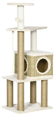 Produktbild von Katzenkratzbaum - Kratzbaum - Kratzturm - Katzenbaum - Katzenhaus - 128 cm hoch