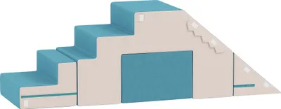 Produktbild von 2-teiliges weiches Spielblöcke-Set für Kleinkinder, Kunstleder, Schaumstoff, zum Klettern, Bauen, Spielen, Beige+Blau