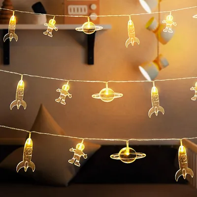 Immagine prodotto di 3M LED luci fiabesche a batteria decorazione camera bambini astronauta razzo pianeta luci fiabesche a batteria, bianco caldo