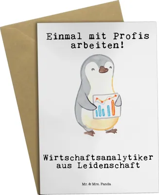 Produktbild von Mr. & Mrs. Panda babykarte Wirtschaftsanalytiker Leidenschaft - Weiß - Geschenk, einladungskarten, Grußkarten, weihnachtskarten, osterkarte, Grußkarte, Klappkarte