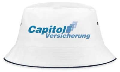 Produktbild von Spreadshirt Stromberg Logo Capitol Versicherung Fischerhut, L/XL (Caps), Weiß/Navy