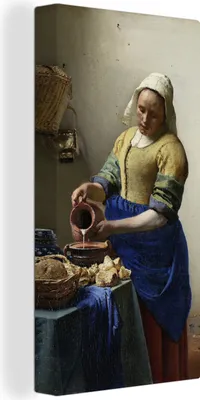 Produktbild von MuchoWow® - Leinwandbilder - Das Milchmädchen - Johannes Vermeer, Wandbild, Wanddeko Bilder Wohnzimmer, 20x40 cm