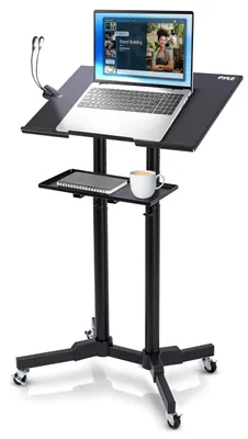 Produktbild von Pyle Rednerpult Höhenverstellbar mit Rollen – Mobiles Stehpult für Laptop und Pr
