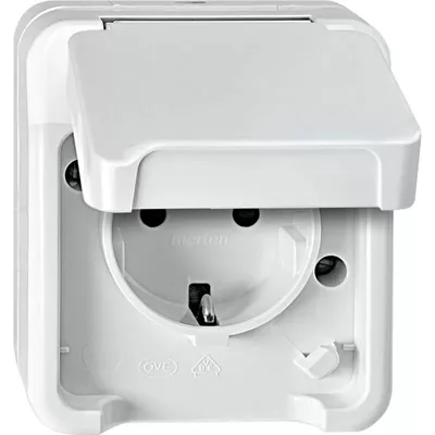 Immagine prodotto di Merten MEG2400-8019 Presa di corrente con contatto di terra e protezione tattile avanzata, bianco polare, AQUASTAR