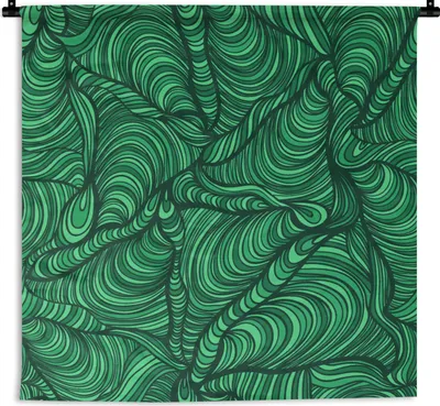 Produktbild von MuchoWow® Wandteppich Wandbehang Grün - Muster - Sommer 60x60 cm Tapisserie Dekoration Wandtuch - Dekorationen - Wand Decke