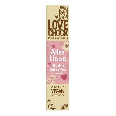 Image de Barre Raw Chocolate - Tout l'amour Hibiscus Nibs de cacao 40g