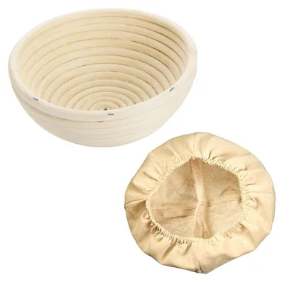 Produktbild von Westmark Gärköbchen-Set, 2tlg., Gärkörbchen rund + Bezug, Peddigrohr/Baumwolle,