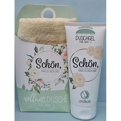 Produktbild von LaVida Relax-Geschenk-Set, Wellness Dusche,"Schön dass es Dich gibt", Duschgel- e Naturkosmetik mit einem Handtuch aus Baumwolle