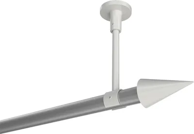 Produktbild von Interdeco Gardinenstange / Vorhangstange Silbergrau / Weiß, Typ Sonette Savio (Kegel) ohne Ringe, Deckenmontage, 20 mm Ø 1-läufig, 180 cm