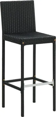 Obrázok produktu pre vidaXL Záhradná barová stolička s vankúšom 4 ks Black Poly Rattan