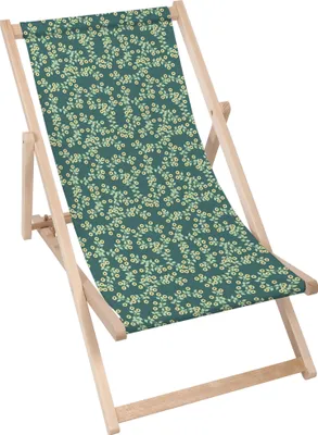 Obrázok produktu pre Dreamroots Skladacie drevené lehátko, bukové drevo do 130 kg, skladacie lehátko s 3-stupňovým nastavením sklonu operadla, Tiny Flowers
