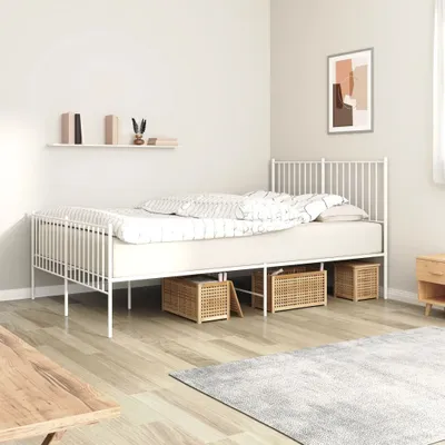 Immagine prodotto di The Living Store Struttura letto con testiera e pediera in metallo bianco 140x190 cm