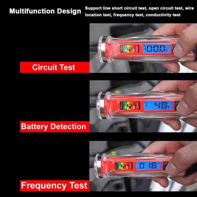 Productafbeelding van Elektrische testpen, bipolaire autokabeltester, digitale LCD-autostroommeter, 1–75 V, gereedschap voor autoreparatie en -testen
