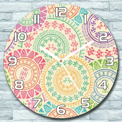 Produktbild von Wanduhr aus Glas Rund fi 30 Bunte Kreise Quarz Deko Wohnzimmer Büro