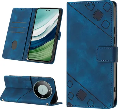 Produktbild von Hülle für Huawei Mate 60 Pro Prägung Flip Leder Brieftasche Schutzhülle mit Ständer Blau