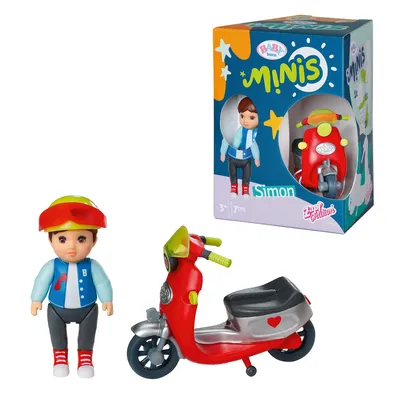 Produktbild von BABY born Minis - Playset Scooter, Minipuppe Simon 7cm mit Roller und Helm