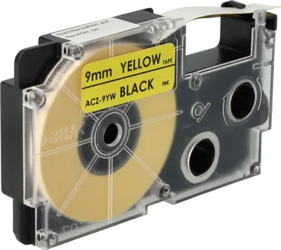 Produktbild von vhbw Schriftband-Kassette kompatibel mit Casio KL-300, KL-70E, KL-200E, KL-60, KL-7400, KL-7000, KL-7200 Etiketten-Drucker 8m x 9mm Schwarz auf Gelb