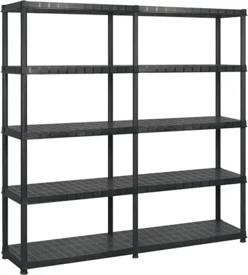 Image de Étagère de rangement à 5 niveaux Noir 183x45,7x185 cm Plastique