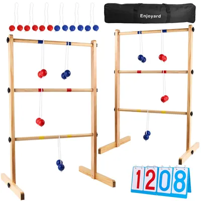 Ladderbalset aus Holz mit 2 Leitern, 6 Bolas und Anzeigetafel