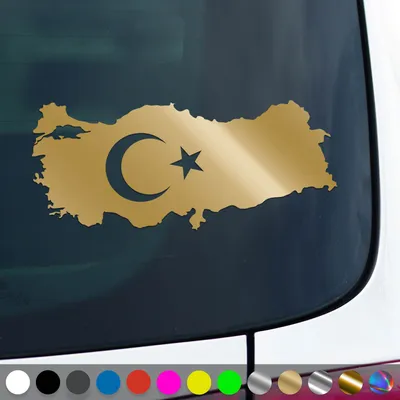 Produktbild von PantherPixel Türkei Aufkleber Wappen Umriss Flagge Fahne Türkiye Sticker Auto Geschenkidee Farbe Gold