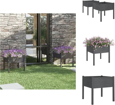 Obrázek produktu pro vidaXL květináč 2 ks Šedý 70x70x70 cm, masivní borovicové dřevo - Květináče a květináče