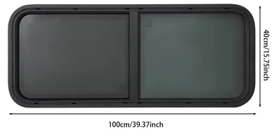 Obrázek produktu pro Okenní otvor pro obytné vozy a karavany – vertikální posuvné okno 1000x400 mm – sklo ESG s tónováním 20 % – hliníkový rám – síťka proti hmyzu – pro tloušťku stěny 0,2–5,5 cm – černá barva