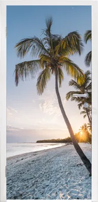 Produktbild von MuchoWow® Türtapete Selbstklebende Türfolie Strand - Sonnenuntergang - Palme 90x235 cm Türposter Türaufkleber Klebefolie Türklebefolie - XXL-Plakaten - Foster für Türen - Aufkleber