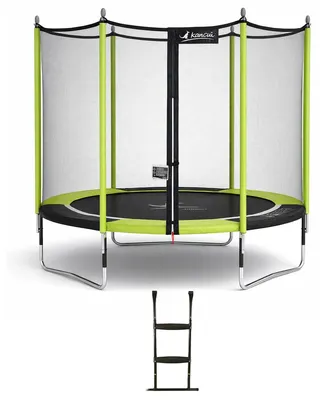 Produktbild von KANGUI - Gartentrampolin Ø 300cm + Netz + Leiter - JUMPI 300 – Schwarz/Grün