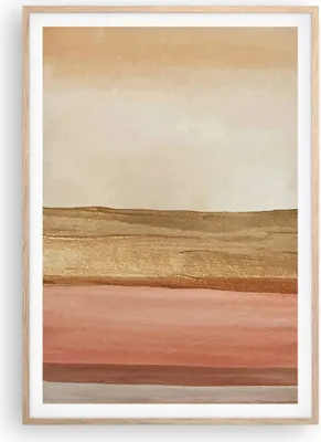 Produktbild von Gerahmtes Poster - Rahmen in heller Eiche - Gold Abstraktion Linien - 70x100 cm - Wand Bild - Wanddeko - Wandbilder - Kunstposter - Wandposter - Bilderrahmen - Bilder - Kunstdruck - P2NPA70x100-4739
