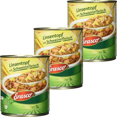 Produktbild von Erasco Linsentopf mit Schweinefleisch deftig und lecker 800g 3er Pack