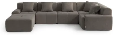 Obrázek produktu pro MILYSOFA SOFAMOUS, modulární rohová sedačka pro 5 osob s odpočívadlem, potažená látkou chenille, barva: popelová