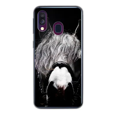 Produktbild von MuchoWow® Handyhülle Schutzhülle Hülle für Samsung Galaxy A40 Pferd - Porträt - Schwarz - Weiß Silikon Softcase Handy Hülle - Handy-Tasche