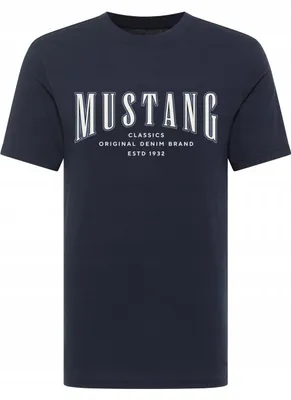 Produktbild von Mustang | Herren-T-Shirt aus Baumwolle, Mustang-Stil, Alex, Marineblau, Logo-Print, Größe L