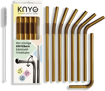 Obrázek produktu pro Nerezové kovové brčka, opakovaně použitelné, 6 kusů, vhodné do kuchyně