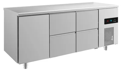 Produktbild von Gastro Kühltisch | Edelstahl | 1 Tür / 4 Schubladen | 1865 x 700 x 850 mm | -2 / +8 °C | 474 Liter
