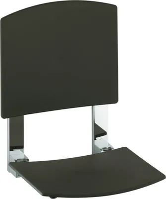 Produktbild von KEUCO Plan Care Klappsitz mit Rückenlehne Wandmontage verchromt/schwarzgrau