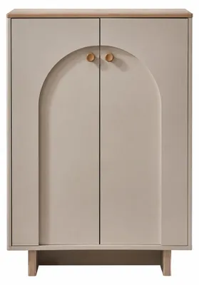 Immagine prodotto di Scarpiera beige in legno, mobiletto moderno per scarpe, scaffali, mobili per l'ingresso