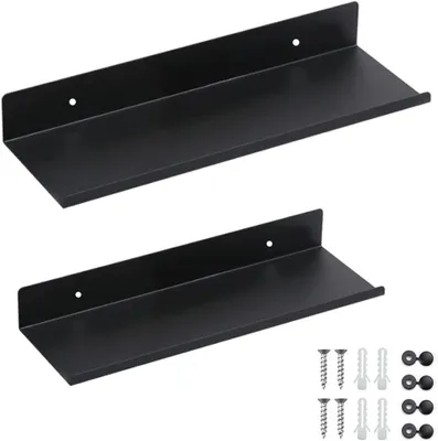 Immagine prodotto di Mensole a parete, 2 pezzi, da 30 cm e 40 cm, in metallo, colore nero, per soggiorno