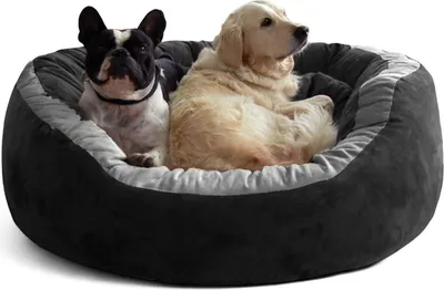 Productafbeelding van tierlando LANA Hondenbed, hondenbank, maat M, L, XL, fluweel, MEGA GROOT, SUPER ZACHT - Afmetingen: 80x70 cm | Kleur: 03 Zwart