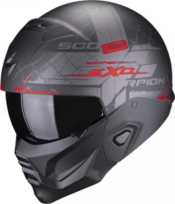 Produktbild von Scorpion EXO-Combat II Xenon Helm, schwarz matt/rot, S  (55/56)