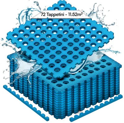 Immagine prodotto di Meisterhome 72 pezzi Tappetino protettivo per pavimenti Tappetino per piscina Tappetino protettivo per pavimenti - 40 x 40 x 1 cm - Vasca idromassaggio, piscina per bambini – Blu